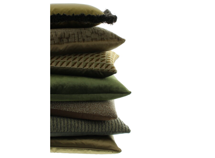 Coussin décoratif Dafne Mustard 39 + Fringe Taupe