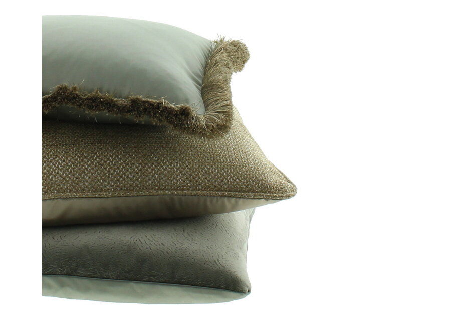 Dekoratives Kissen Dafne Grey/Mint + Fringe Gold