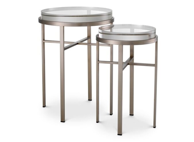 Bijzettafel Hoxton - Set of 2 - Steel/Clear Glass