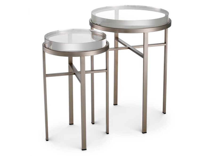 Beistelltisch 'Hoxton' - Set of 2 - Steel/Clear Glass