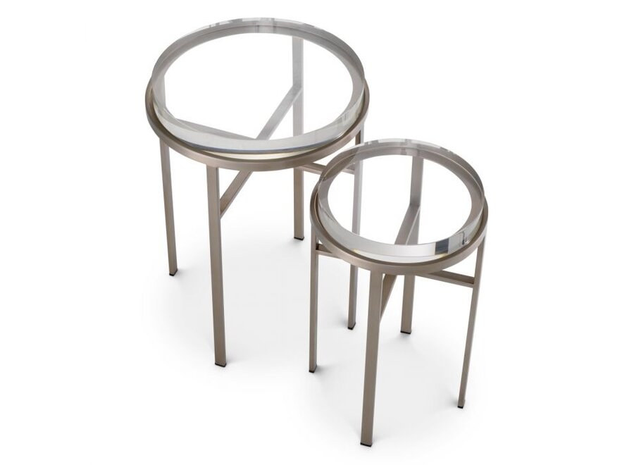 Beistelltisch 'Hoxton' - Set of 2 - Steel/Clear Glass