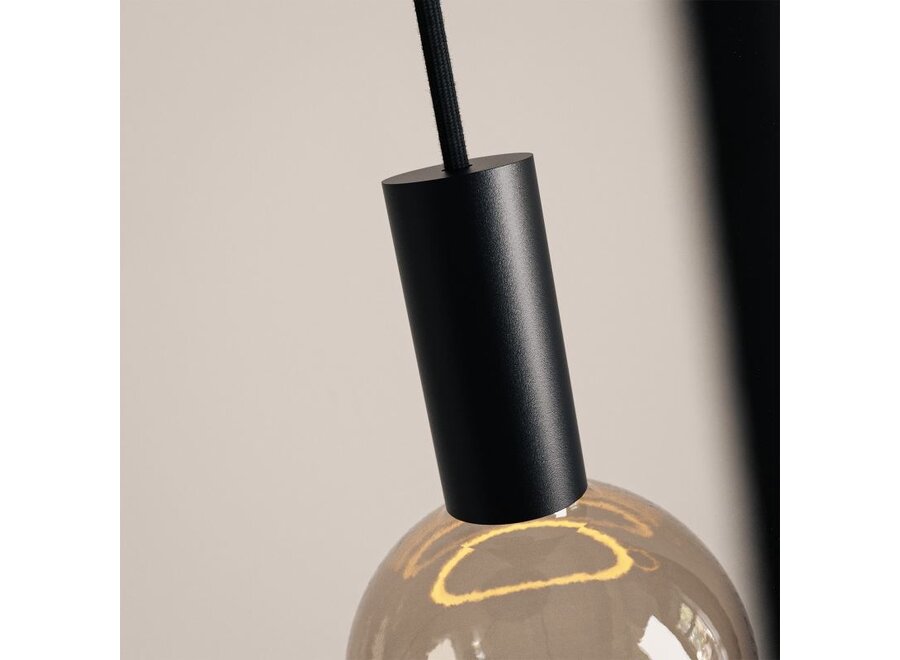 Hanging lamp 'Riva' Organic 140cm - Matt Black - 6 lights Segula light package