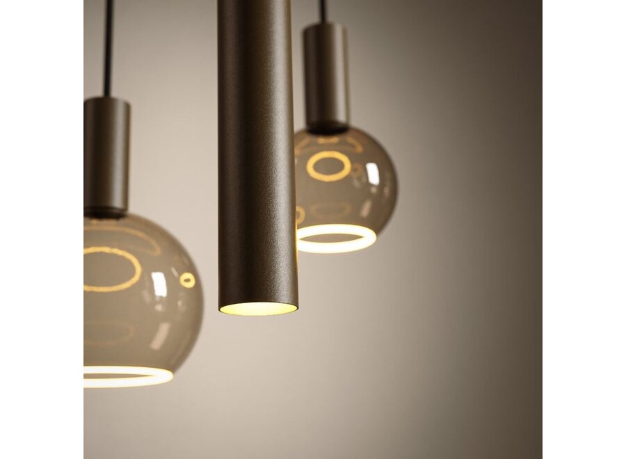 Lampe suspendue 'Riva' Straight 145cm - Platinum - 7 lumières Paquet de lumière Segula