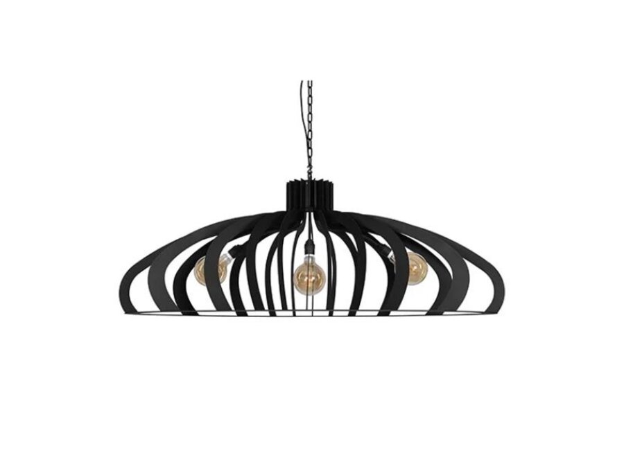 Hanging lamp 'Catania' Oval - Matt Black - 3 lights light package