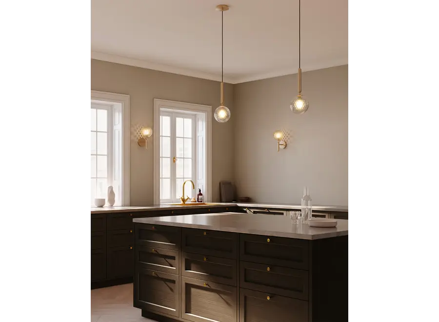 Pendant lamp 'Miira 1' - Brass - Optic Clear