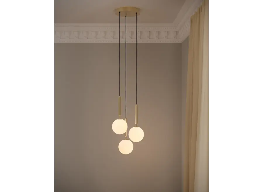 Hanglamp 'Miira 3' - Brass - Opal