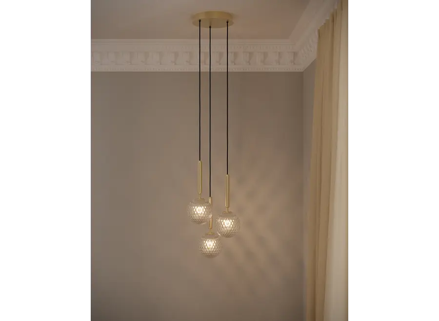 Pendant lamp 'Miira 3' - Brass - Optic Clear