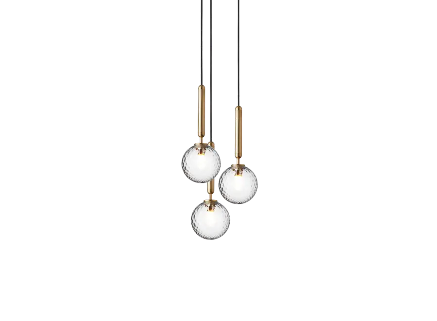 Hängelampe 'Miira 3' - Brass - Optic Clear