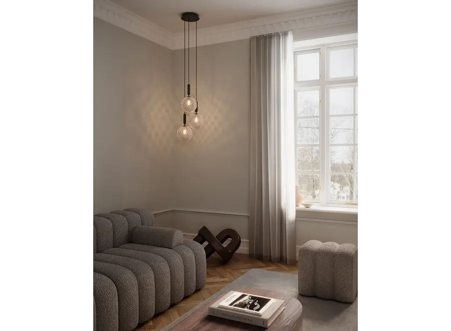 Hanglamp 'Miira 3' Large - Rock Grey - Optic Clear