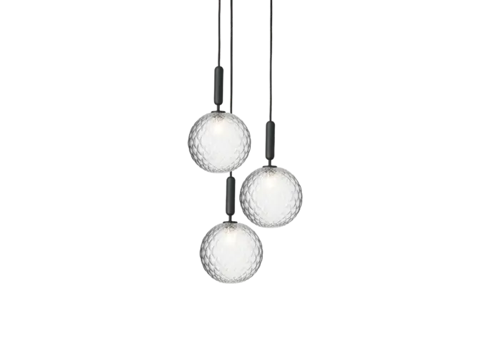 Pendant lamp Miira 3 Large - Rock Grey - Optic Clear