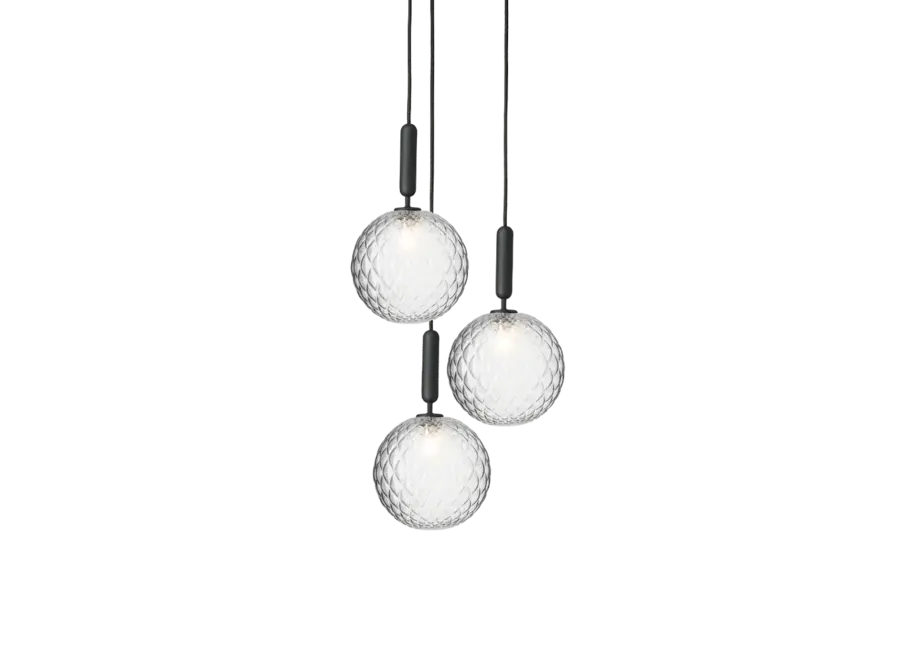 Hanglamp Miira 3 Large - Rock Grey - Optic Clear