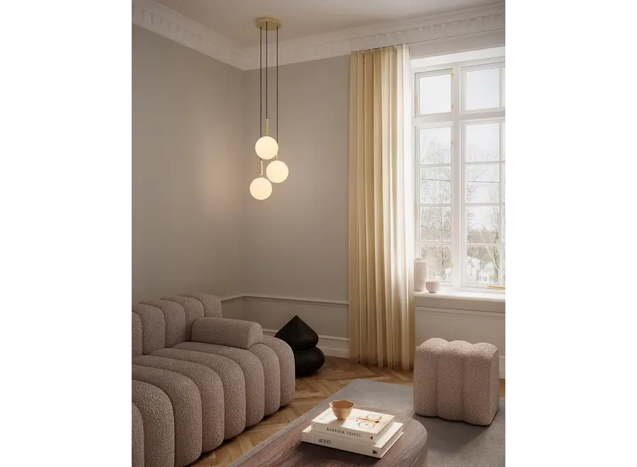Pendant lamp 'Miira 3' Large - Brass - Opal