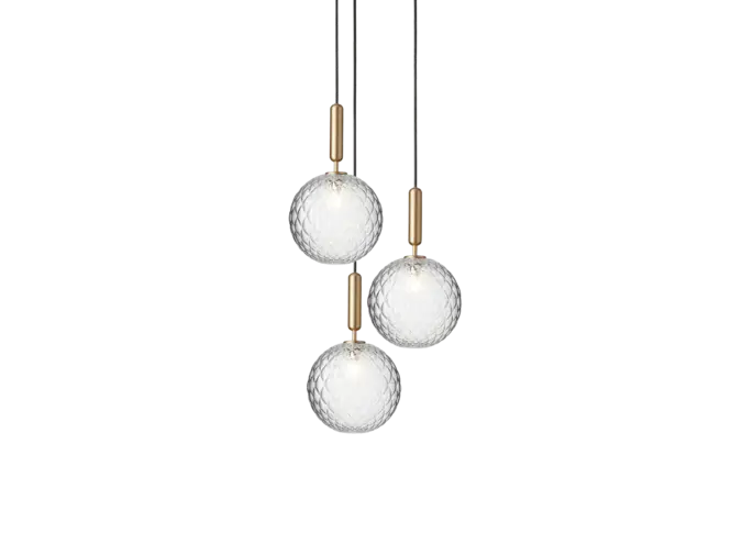 Pendant lamp Miira 3 Large - Brass - Optic Clear