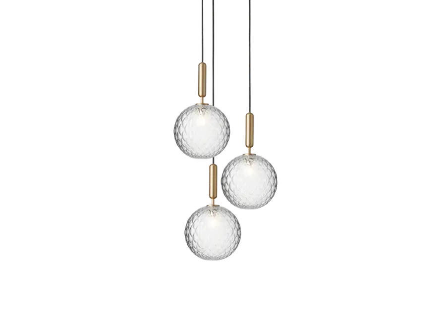 Pendant lamp Miira 3 Large - Brass - Optic Clear