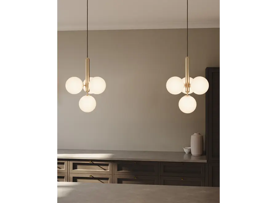 Pendant lamp 'Miira 4' - Brass - Opal