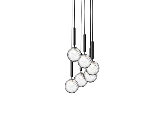 Lampe pendante Miira 6 - Rock Grey - Optic Clear