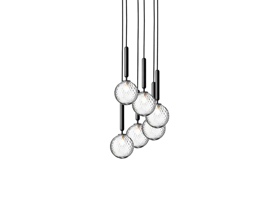 Pendant lamp Miira 6 - Rock Grey - Optic Clear