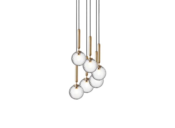 Pendant lamp Miira 6 - Brass - Optic Clear