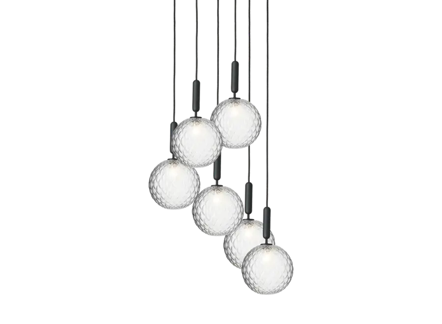 Pendant lamp Miira 6 - Large - Rock grey - Optic clear