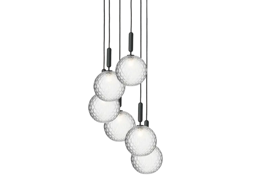 Pendant lamp Miira 6 - Large - Rock grey - Optic clear