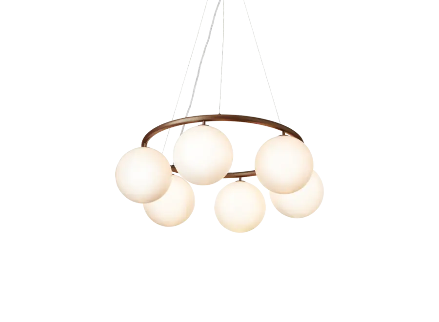 Hanglamp Miira 6 - Circular - Dark bronze - Opal