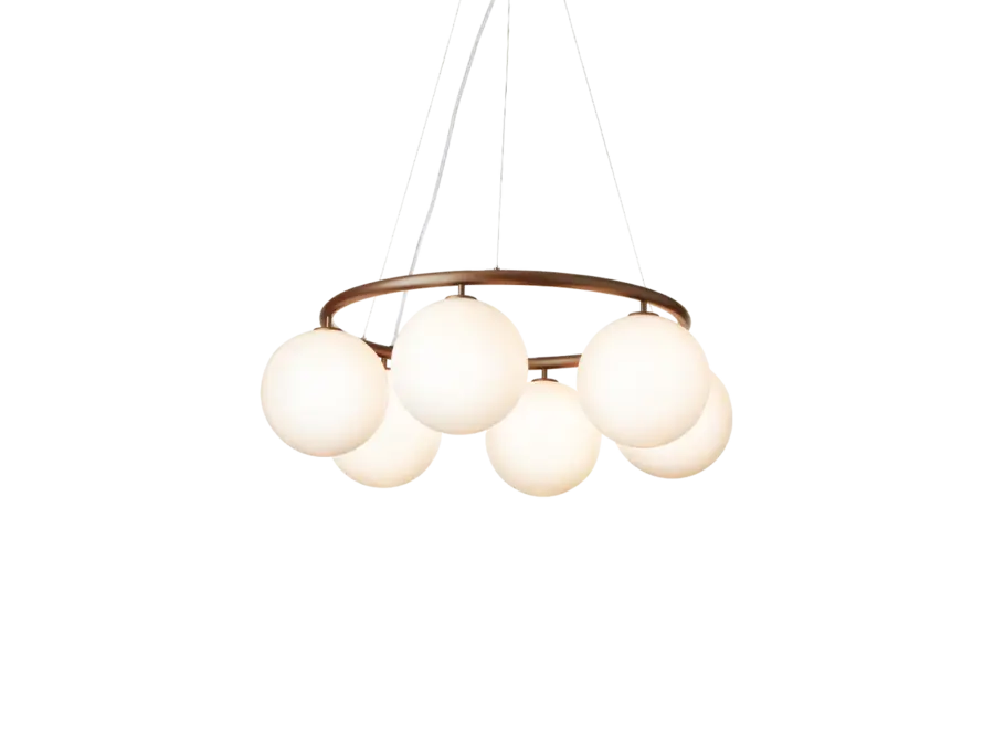 Pendant lamp Miira 6 - Circular - Dark bronze - Opal