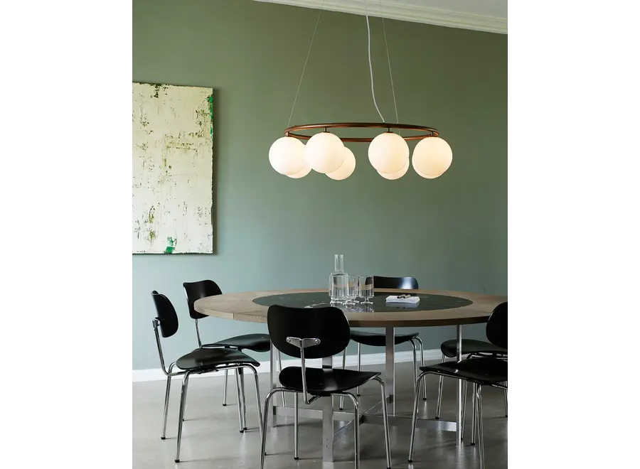 Pendant lamp Miira 8 - Circular - Dark bronze - Opal