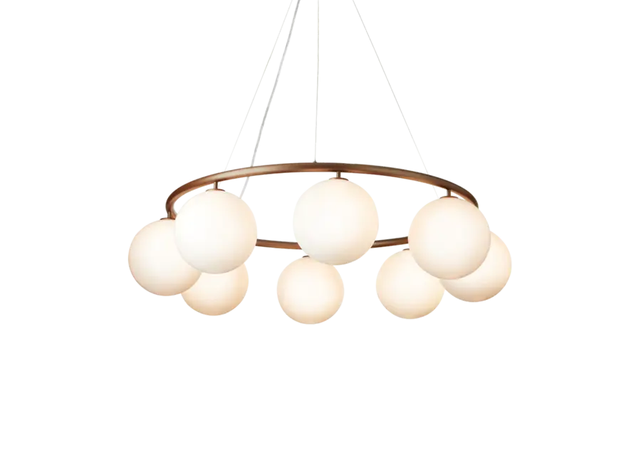 Pendant lamp Miira 8 - Circular - Dark bronze - Opal