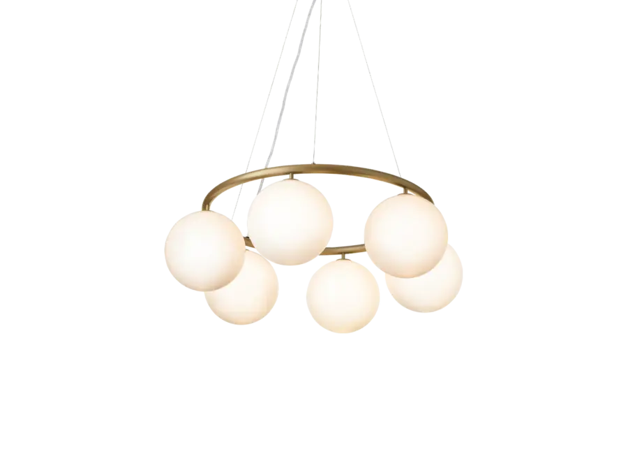 Pendant lamp Miira 6 - Circular - Brass - Opal