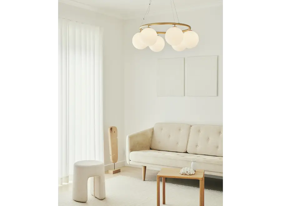 Pendant lamp Miira 6 - Circular - Brass - Opal