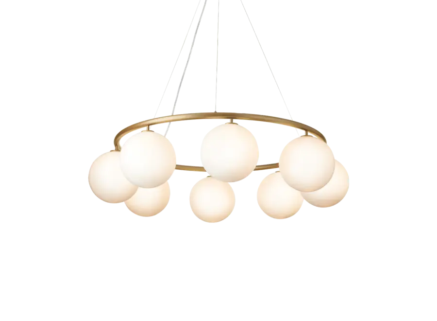 Pendant lamp Miira 8 - Circular - Brass - Opal