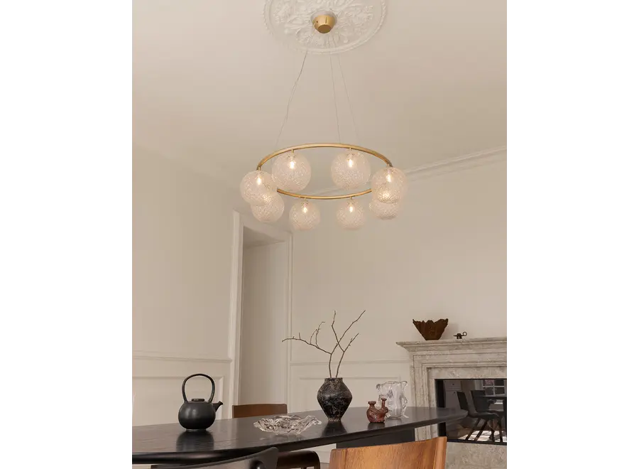 Pendant lamp Miira 8 - Circular - Brass - Optic clear