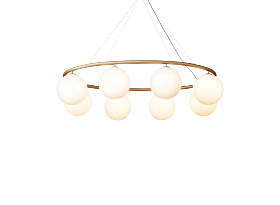 Pendant lamp Miira 8 - Oval - Brass- Opal