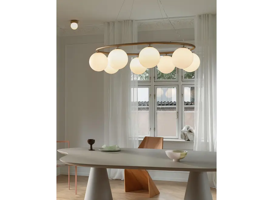 Pendant lamp Miira 8 - Oval - Brass- Opal