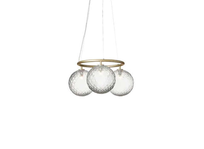 Pendant lamp Miira 3 - Circular - Brass - Optic clear