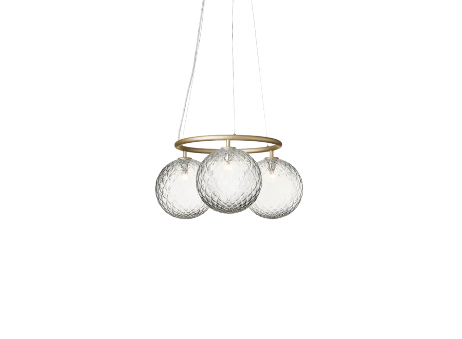 Pendant lamp Miira 3 - Circular - Brass - Optic clear
