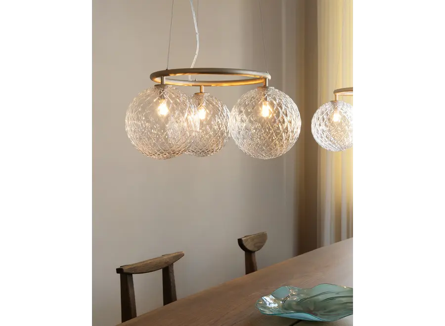 Pendant lamp Miira 3 - Circular - Brass - Optic clear
