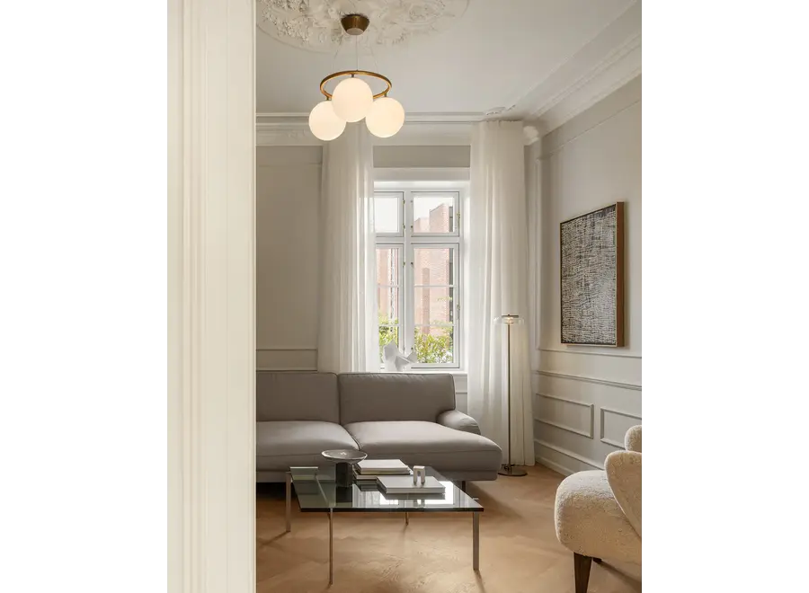 Pendant lamp Miira 3 - Circular - Dark bronze - Opal