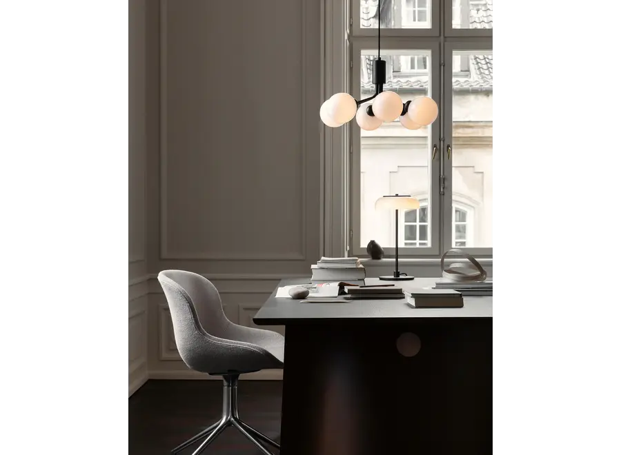 Hanglamp Apiales 6 - Satin black - Opal