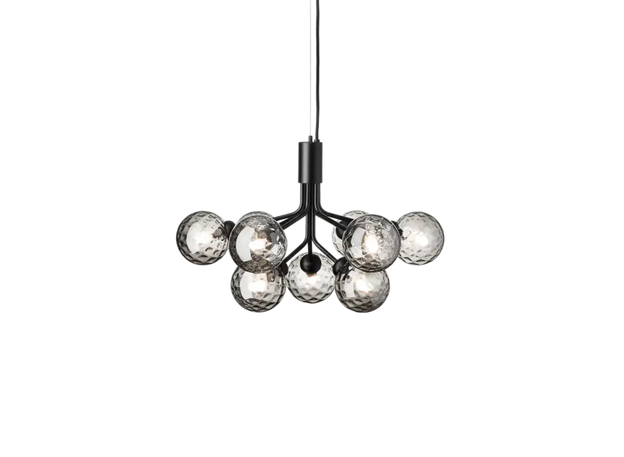 Hängelampe Apiales 9 - Satin black - Optic smoked