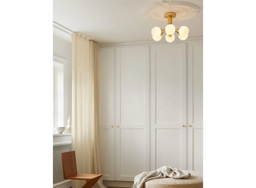 Ceiling lamp Apiales 6 - Brushed brass - Opal