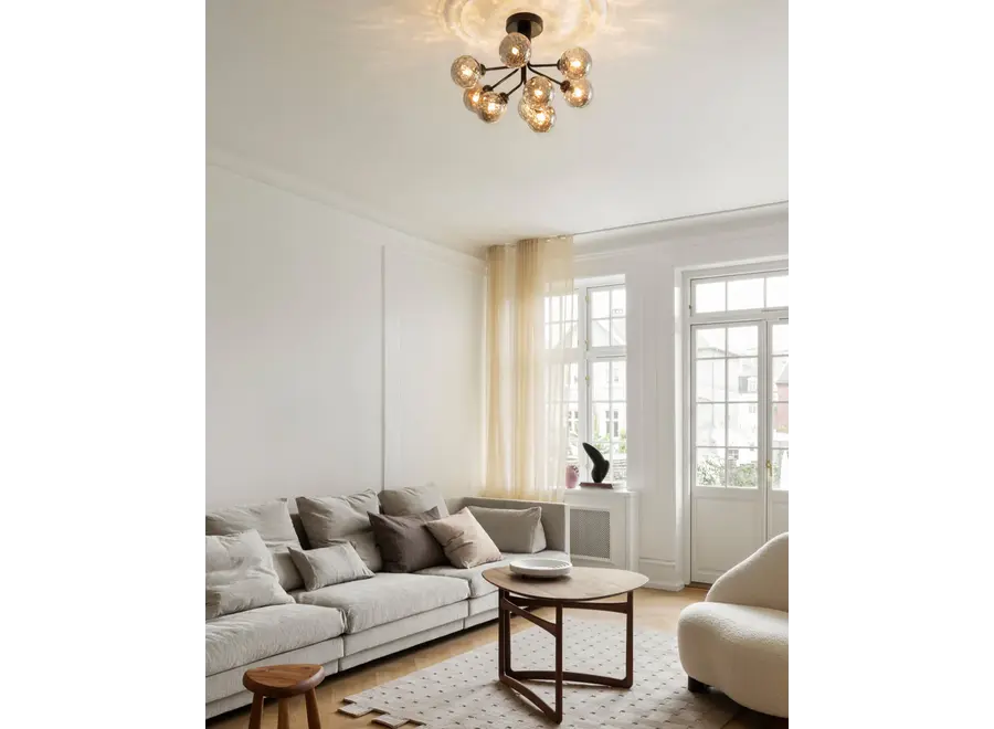 Ceiling lamp Apiales 9 - Satin black - Optic smoked