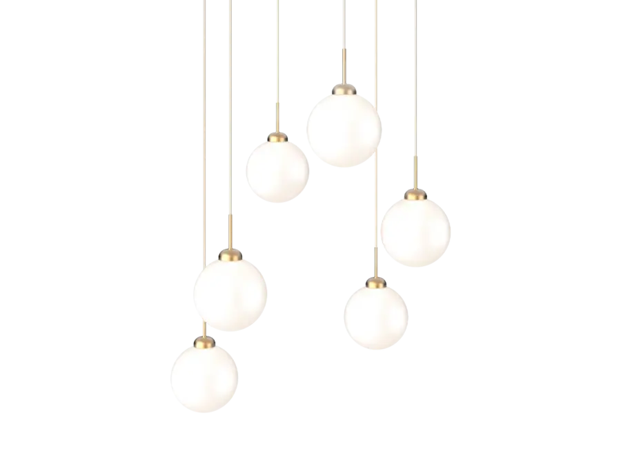 Pendant lamp Apiales Cluster 6 - Brushed brass - Opal