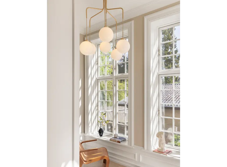 Lampe pendante Apiales Cluster 6 - Brushed brass - Opal