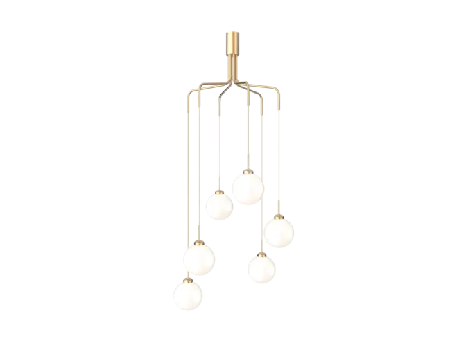 Hanglamp Apiales Cluster 6 - Brushed brass - Opal