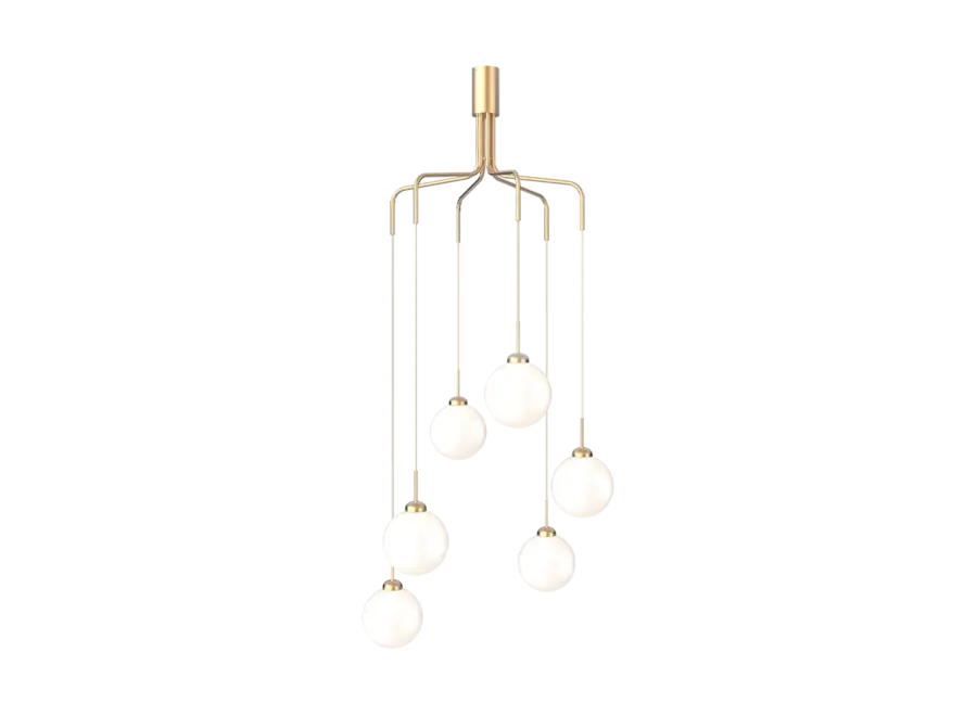 Lampe pendante Apiales Cluster 6 - Brushed brass - Opal