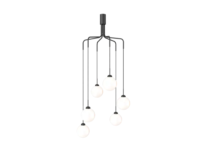 Hanglamp Apiales Cluster 6 - Satin black - Opal