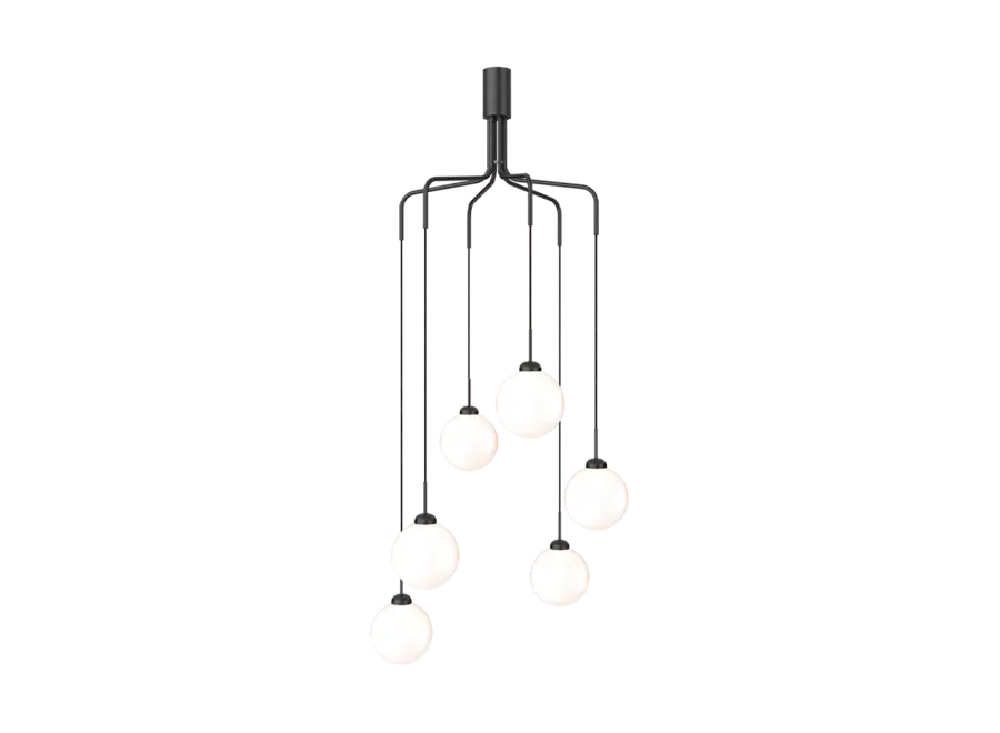 Lampe pendante Apiales Cluster 6 - Satin black - Opal