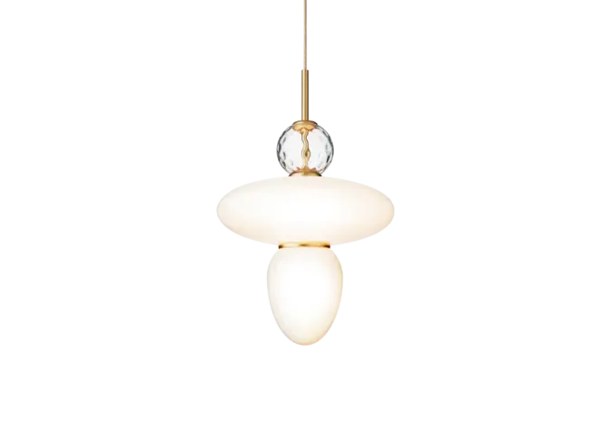 Hängelampe Rizzatto 43 - Satin brass - Opal