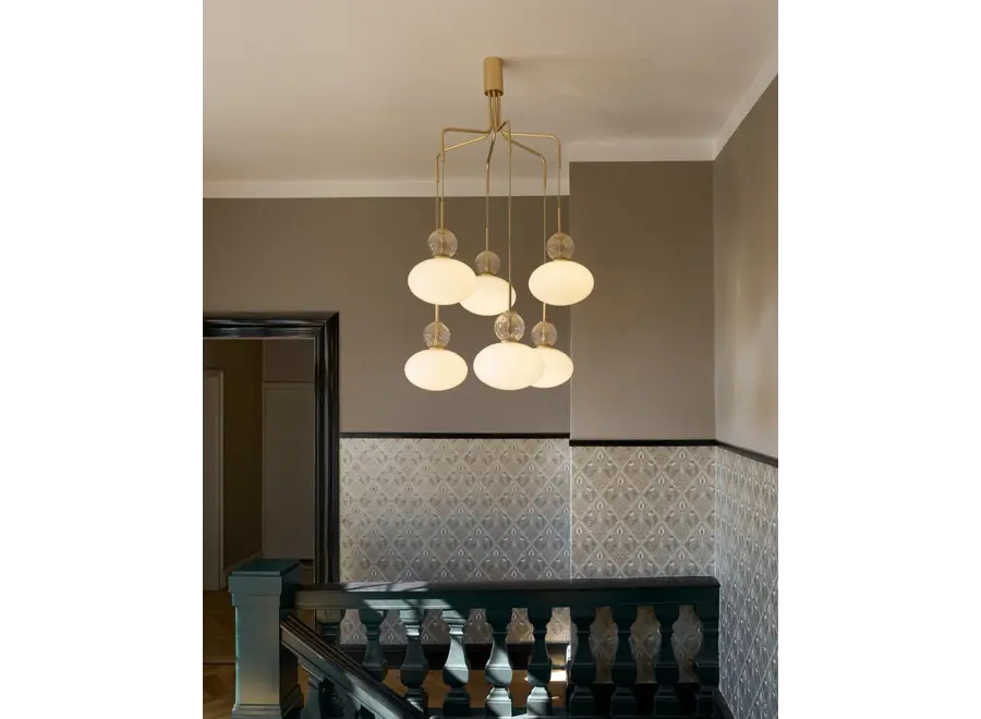 Deckenleuchte Rizzatto Cluster 6 - Satin brass - Opal